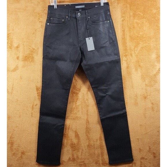 JOHN VARVATOS Jeans Mens Size 30 Black Slim Fit Waxed Coated JV 702 $248 - Picture 2 of 11